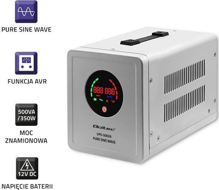 UPS Qoltec Pure Sine Wave 500VA/350W (50719) (955555905914204) - Outlet - obraz 5