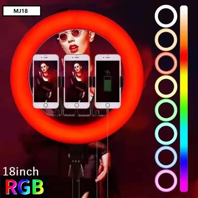 Кольцевая LED лампа RGB MJ18 45см 3 крепления - изображение 2