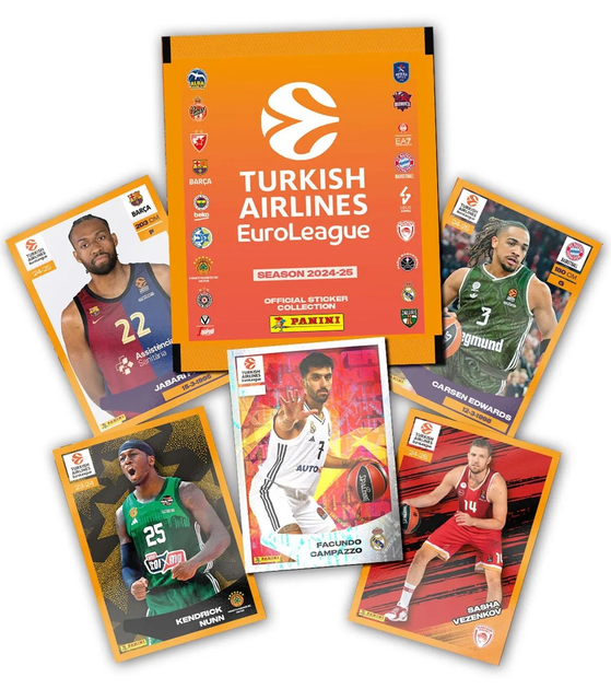 Набір колекційних карток Panini Euroleague 2025: Display of 50 Packs 105881 (8051708023084) - зображення 3