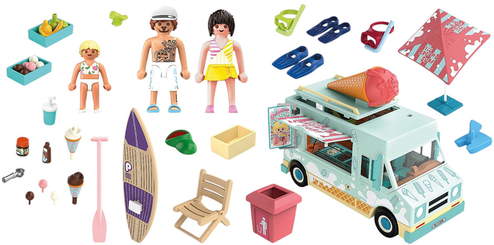Zestaw zabawek dla dzieci Playmobil Furgonetka z lodami i sklepikiem surfingowym (71904) (4008789719041) - obraz 3