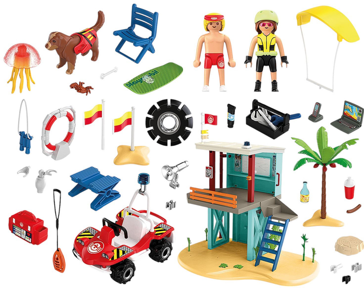 Zestaw zabawek dla dzieci Playmobil Wieża ratownicza i plażowy samochód buggy (71903) (4008789719034) - obraz 3