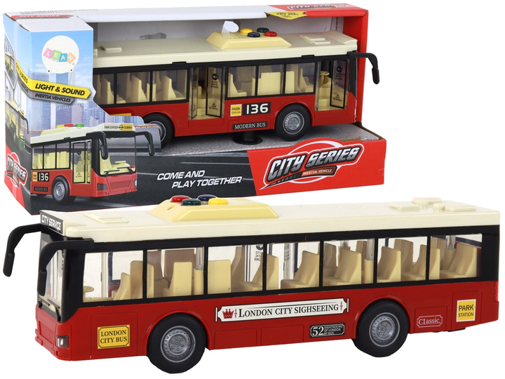 Autobus miejski Lean Toys na baterie ze światłami i dźwiękami 1:16 Czerwony (16959) (5905884456187) - obraz 2
