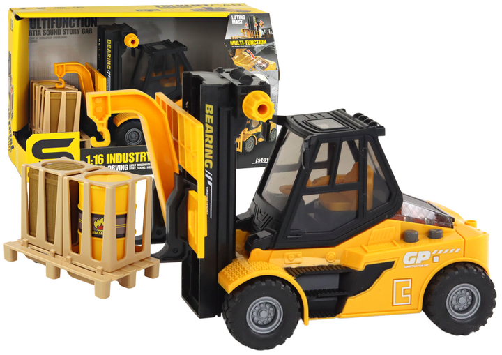 Wózek widłowy Lean Toys z ruchomymi widłami światłami i dźwiękami 1:16 Żółty (17841) (5905991006916) - obraz 2