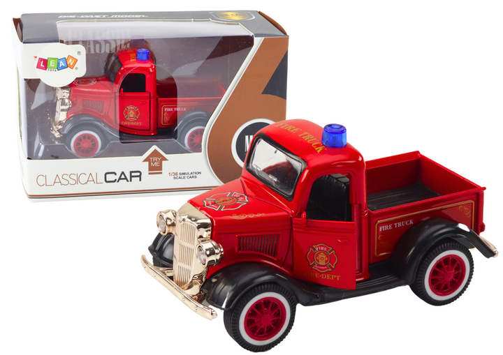 Autko strażackie Lean Toys klasyczne z napędem światłami i dźwiękami 1:36 Czerwony (20668) (5905991029564) - obraz 2