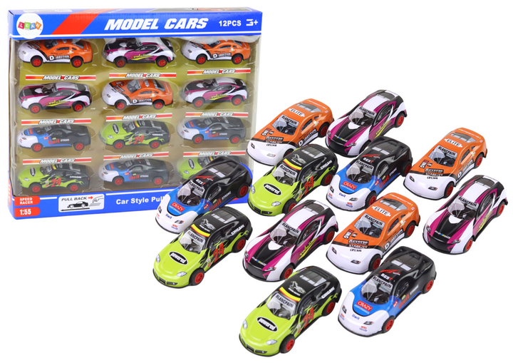 Zestaw autek Lean Toys sportowe z napędem frykcyjnym 1:55 (17078) 12 szt (5905884459355) - obraz 2