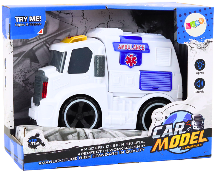 Автомобіль швидкої допомоги Lean Toys зі світлом і звуком Білий (18701) (5905991018643) - зображення 1