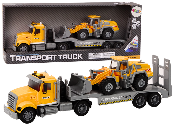 Ciężarówka Lora Lean Toys z koparką ze światłami dźwiękami i napędem Żółta (18718) (5905991018261) - obraz 2