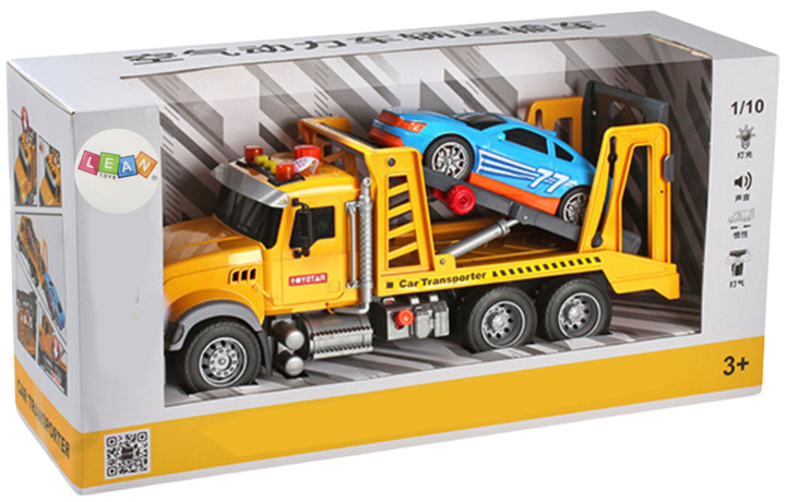Pomoc drogowa Lean Toys 2 w 1 regulowana ze światłami i dźwiękami Laweta + Auto (20485) (5905991027720) - obraz 1