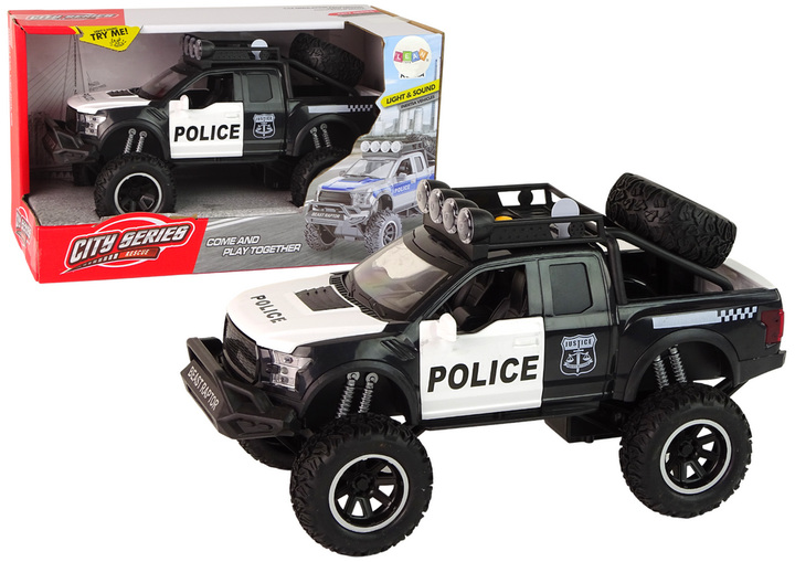Позашляховик Lean Toys Raptor Policja зі звуком та світлом і відчиненням дверцят Чорний 16944 (5905884455371) - зображення 1