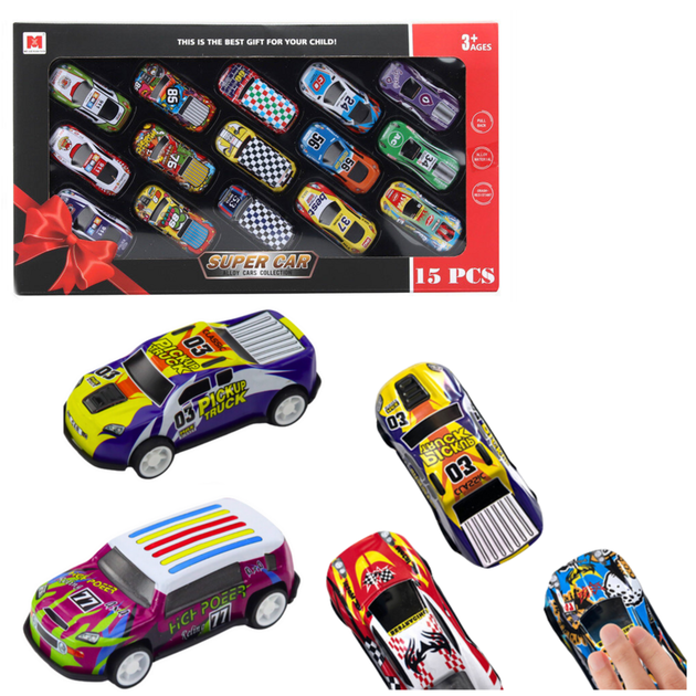 Zestaw zabawek Lean Toys Resoraki autka z napędem (20487) 15 szt (5905991027744) - obraz 2