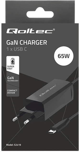 Ładowarka sieciowa Qoltec GaN 90W 5-20V 1x USB-C 3.1 Black (5901878524207) - obraz 6