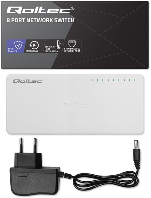 Switch Qoltec 8-Port Gigabit Desktop Switch (5901878522487) - obraz 4