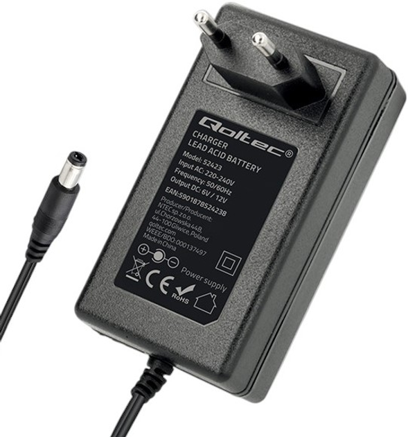 Automatyczna ładowarka Qoltec 6V/12V 1.5A do akumulatora AGM/GEL/STD (5901878524238) - obraz 2
