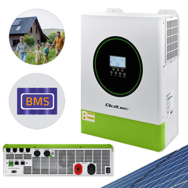 Hybrydowy inwerter Qoltec 11 kW 160A 48V MPPT BMS Sinus Wi-Fi option (5901878538624) - obraz 6