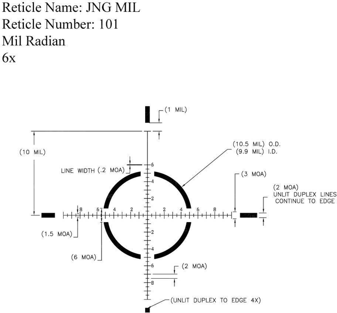Прибор U.S. Optics SR-6S 1.5-6x28 F1 марка JNG MIL с подсветкой. МРАД - изображение 7