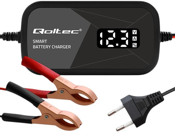 Inteligentna mikroprocesorowa ładowarka Qoltec 12V 2A LCD (5901878524924) - obraz 2