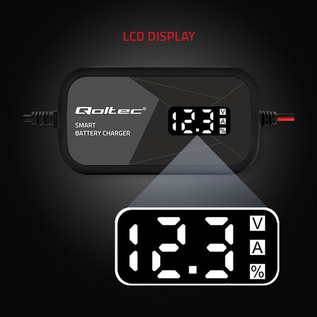 Inteligentna mikroprocesorowa ładowarka Qoltec 12V 2A LCD (5901878524924) - obraz 8