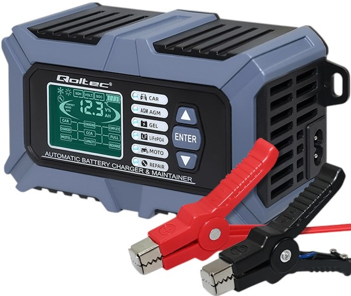 Inteligentna mikroprocesorowa ładowarka Qoltec 12V 6A LCD (5901878524887) - obraz 1
