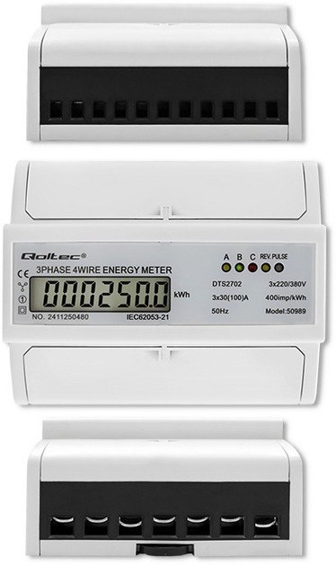 Trójfazowy dwukierunkowy elektroniczny licznik Qoltec 50989 (5901878509891) - obraz 4