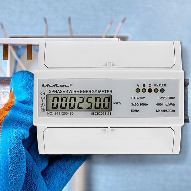 Trójfazowy dwukierunkowy elektroniczny licznik Qoltec 50989 (5901878509891) - obraz 12