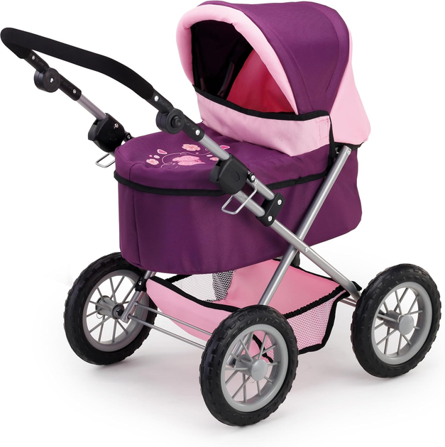 Zestaw Bayer design Trendy wózek dla lalki z łóżeczkiem turystycznym z regulowaną rączką śliwka z motylami (13057AB) (4003336000153) - obraz 2