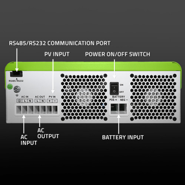 Hybrydowy inwerter Qoltec 3.5 kW 100A 24V MPPT BMS Sinus Wi-Fi option (5901878538655) - obraz 9