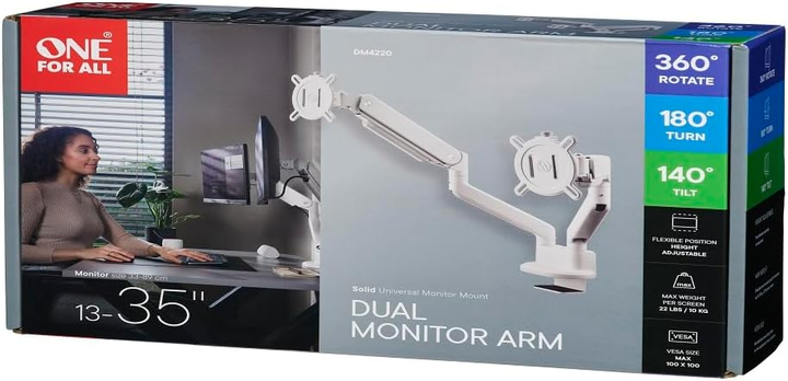 Uchwyt biurkowy One For All Solid Dual DM4220 13" - 35" White (8716184077692) - obraz 7