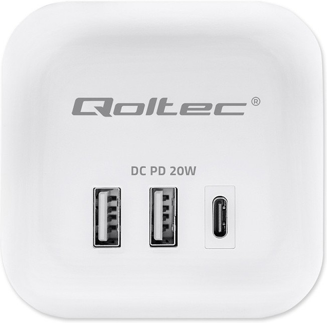Rozgałęźnik sieciowy Qoltec Power Cube 3x AC + 2x USB + 1x USB-C PD 20W 2 m White (5901878525471) - obraz 5