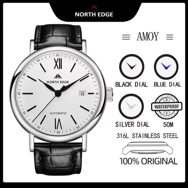 Механические часы NORTH EDGE AMOY, сапфировое стекло, механизм Miyota 8215, классический дизайн Blue - изображение 5