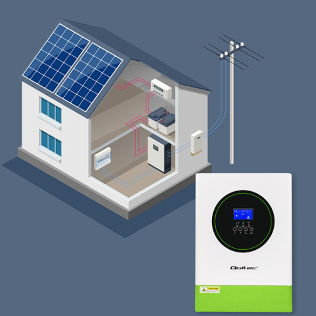 Hybrydowy inwerter Qoltec 6.2 kW 120A 48V MPPT 12 units BMS Sinus Wi-Fi option (5901878538617) - obraz 10