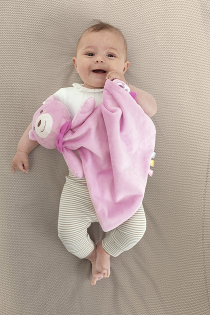 Kocyk-przytulanka Chicco Maxi Doudou Pluszowy miś 47x40 cm Różowy (8058664177493) - obraz 5