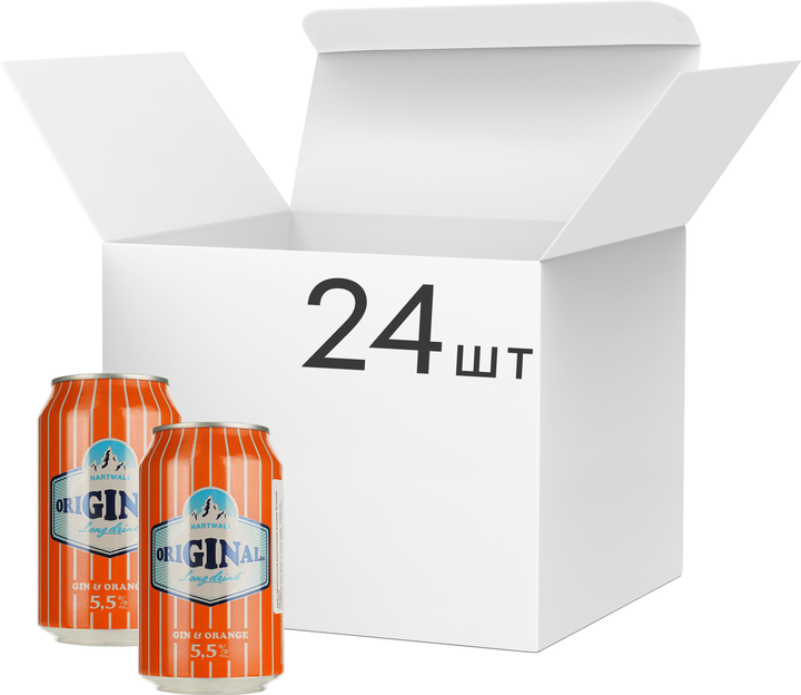 Упаковка коктейля Hartwall Original Long Drink Gin & Orange 5.5 % 0.33 л х 24 шт (6413600196815) - изображение 1