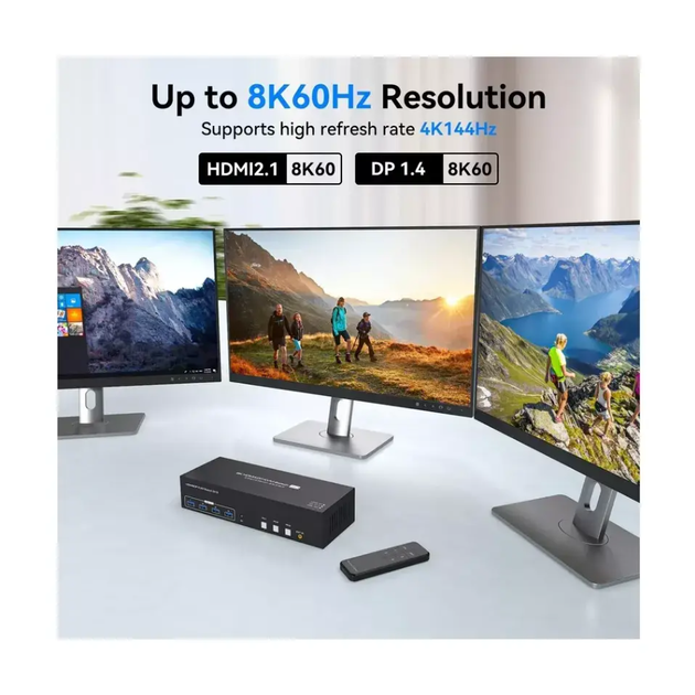 KVM-перемикач 3x3 з 4 портами 8K60Hz USB 3.0 HDMI Black (R3871) - зображення 5
