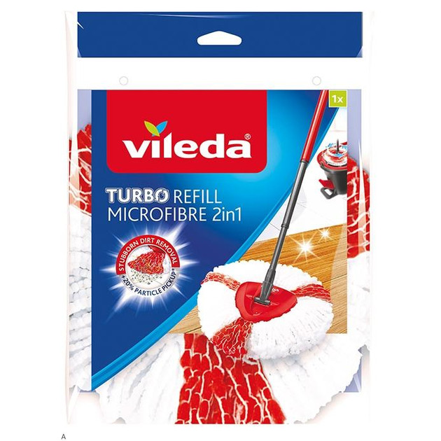 Сменная насадка для швабры моп Vileda Turbo Microfibre 2in1, 2 насадки в комплекте - изображение 1