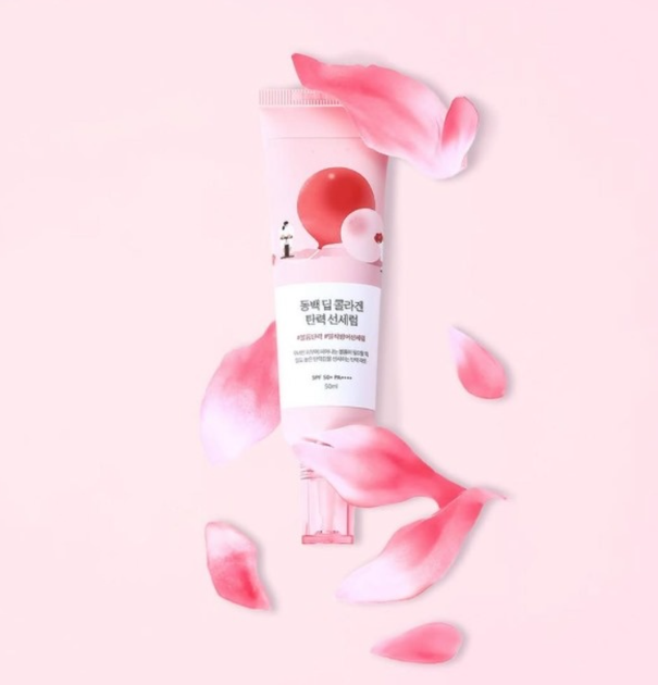 Солнцезащитная сыворотка с коллагеном Round Lab Camellia Deep Collagen Firming Sun Serum SPF50+ PA++++ 50ml - изображение 6
