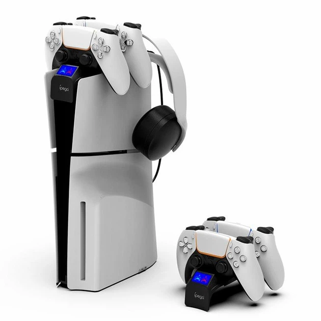 Док-станция подставка для консоли и геймпадов iPega G-P5S016 для PS5/PS5 Slim с подсветкой White - Фото 1 Док-станция подставка для консоли и геймпадов iPega G-P5S016 для PS5/PS5 Slim с подсветкой White - изображение 1