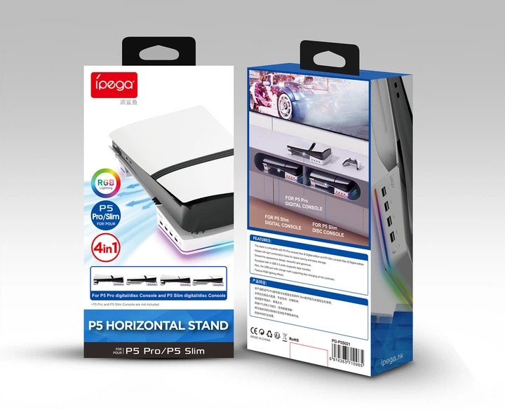 Док-станция iPega PG-P5S021 подставка для консоли PS5 Slim Disc/Digital RGB подсветка White - изображение 7