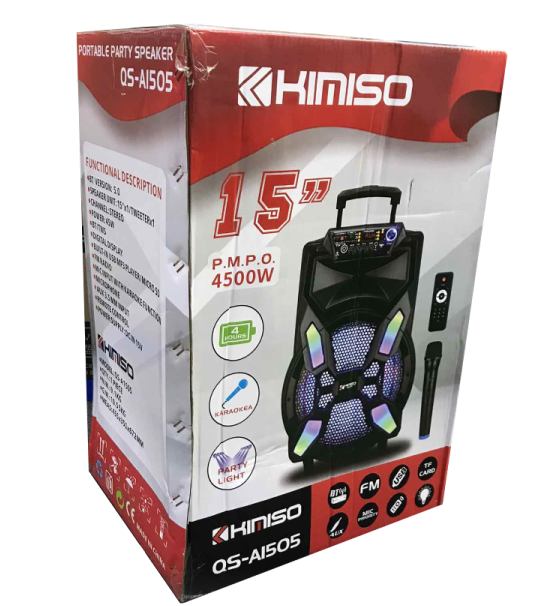 Колонка чемодан KIMISO QS-1505 15 дюймів до 5 годин роботи 63х28 см - зображення 4