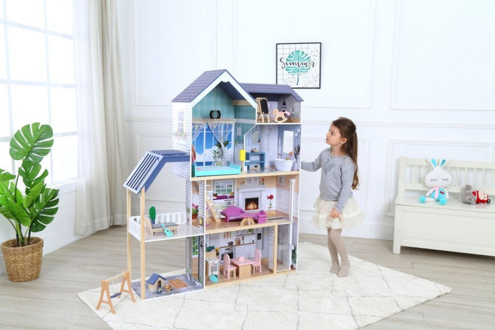 Drewniany domek dla lalek Ecotoys rezydencja XXL Maya 28 elementów (8101) (5903769974887) - obraz 6