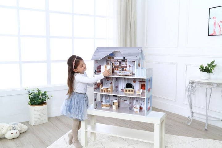 Ляльковий будиночок Ecotoys з комплектом дерев'яних меблів – 3 рівні «Резиденція Емма» (8301) (5903769974870) - зображення 6