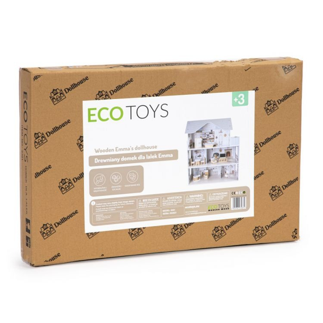 Ляльковий будиночок Ecotoys з комплектом дерев'яних меблів – 3 рівні «Резиденція Емма» (8301) (5903769974870) - зображення 7