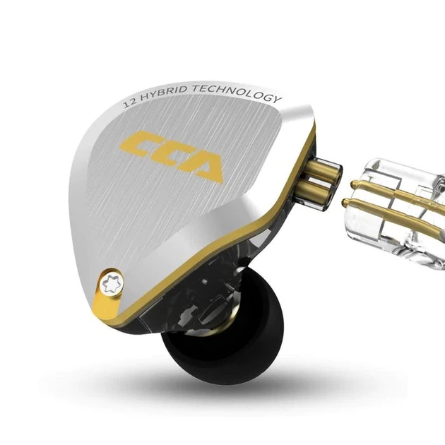 CCA C12 Gold (12 драйверів, з мікрофоном) – Преміальні гібридні Hi-Fi навушники з кришталевою чистотою звуку - изображение 2