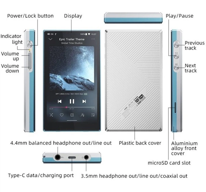 FiiO JM21 Silver – Премиальный Hi-Res аудиоплеер с двойным CS43198 и LDAC на Android 13 - изображение 8