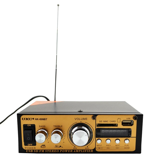 Підсилювач звуку UKC AK-699BT Bluetooth 4.0 USB SD FM інтегральний стерео підсилювач 2 канали аудіопідсилювач для колонок акустики MP3 WAV з пультом дисплеєм підтримкою карт пам'яті живлення 220V 12V металевий корпус - зображення 2