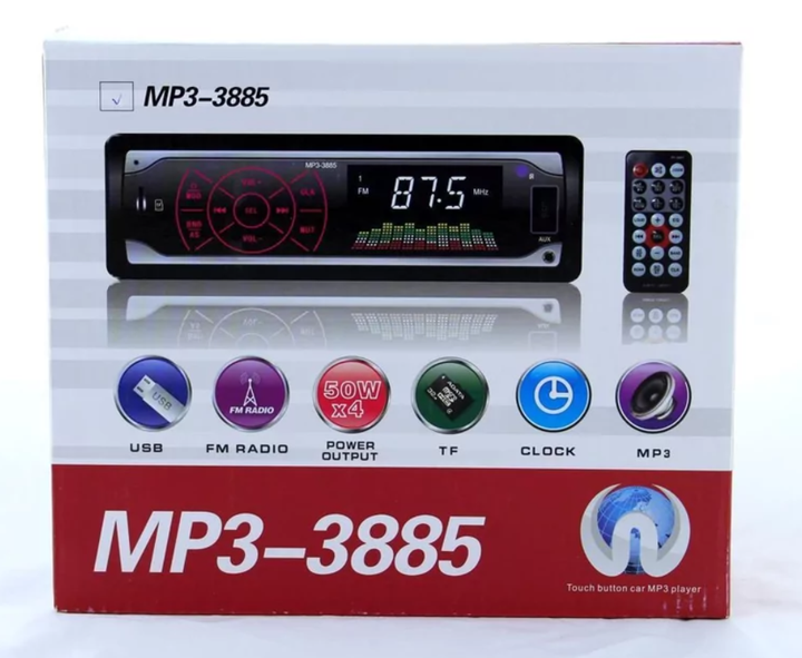Универсальная автомагнитола AUX MP3-3885 ISO 1DIN с экраном и сенсорным дисплеем черная (555) - изображение 3