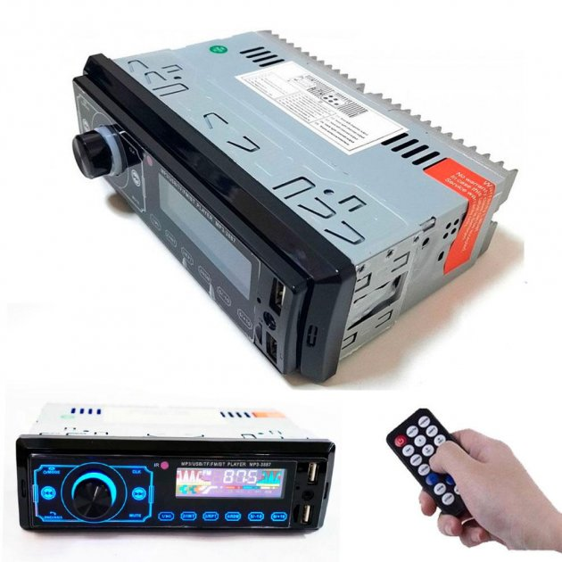 Автомагнітола 1DIN MP3 3887 ISO з сенсорним дисплеєм Bluetooth USB microSD FM радіо автомобільна магнітола 4×50Вт автомагнітола з пультом ДУ автомагнітола з еквалайзером та RCA виходом фронтальний USB авто магнітола для машини - изображение 5