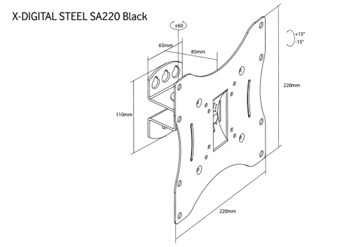 Кронштейн X-Digital Steel 17-32" SA220 Black (6093239) - Фото 2 Кронштейн X-Digital Steel 17-32" SA220 Black (6093239) - изображение 2
