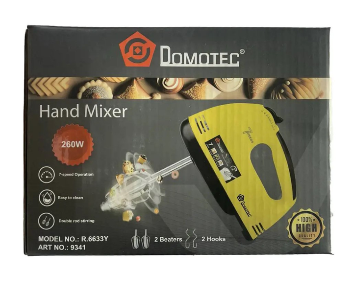 Електричний ручний міксер Domotec R6633Y з 7 швидкостями Міксер жовтий (7579) - зображення 5