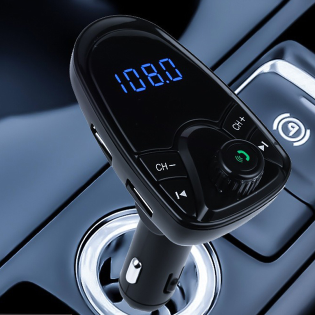 Автомобильный FM трансмиттер INCAR M1 модулятор с Bluetooth microSD 2 USB FM-передатчик для авто черный (5517) - изображение 2