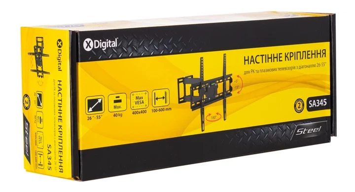 Кронштейн настінний X-Digital STEEL SA345 Black (5988311) - Фото 3 Кронштейн настінний X-Digital STEEL SA345 Black (5988311) - зображення 3